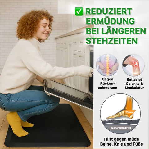 KomfortStand Pro – Anti Ermüdungs-Matte I Schmerzfreies Stehen in Küche, Bad & Homeoffice – gegen müde und schwere Beine, ideal für Alltag & Haushalt