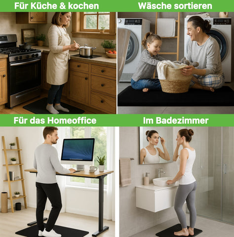 KomfortStand Pro – Anti Ermüdungs-Matte I Schmerzfreies Stehen in Küche, Bad & Homeoffice – gegen müde und schwere Beine, ideal für Alltag & Haushalt